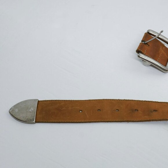 Vintage 90s Brown Leather Coastal Cowgirl Western Silver Tone Long Belt main image 8